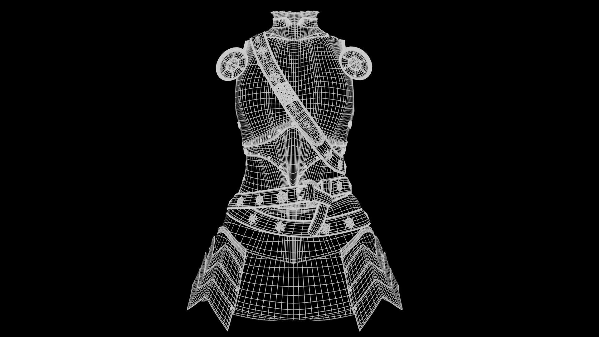  Female Knight Body Armor Set MidPoly 3D model_7