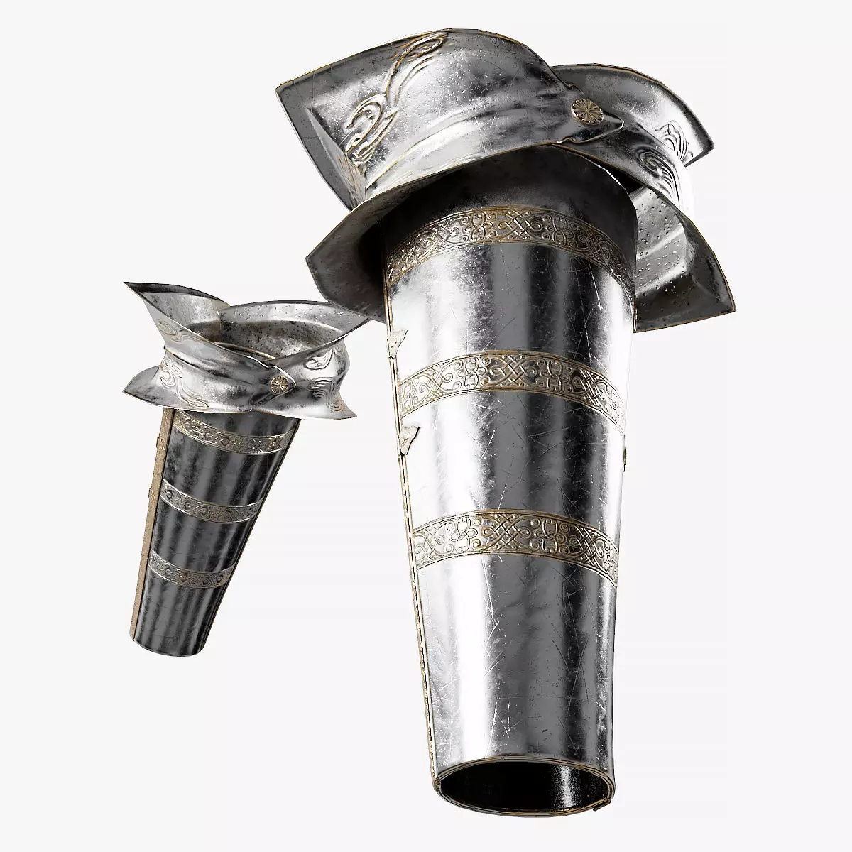 Female Knight Elbow Wrist Armor Set MidPoly 3D model_0