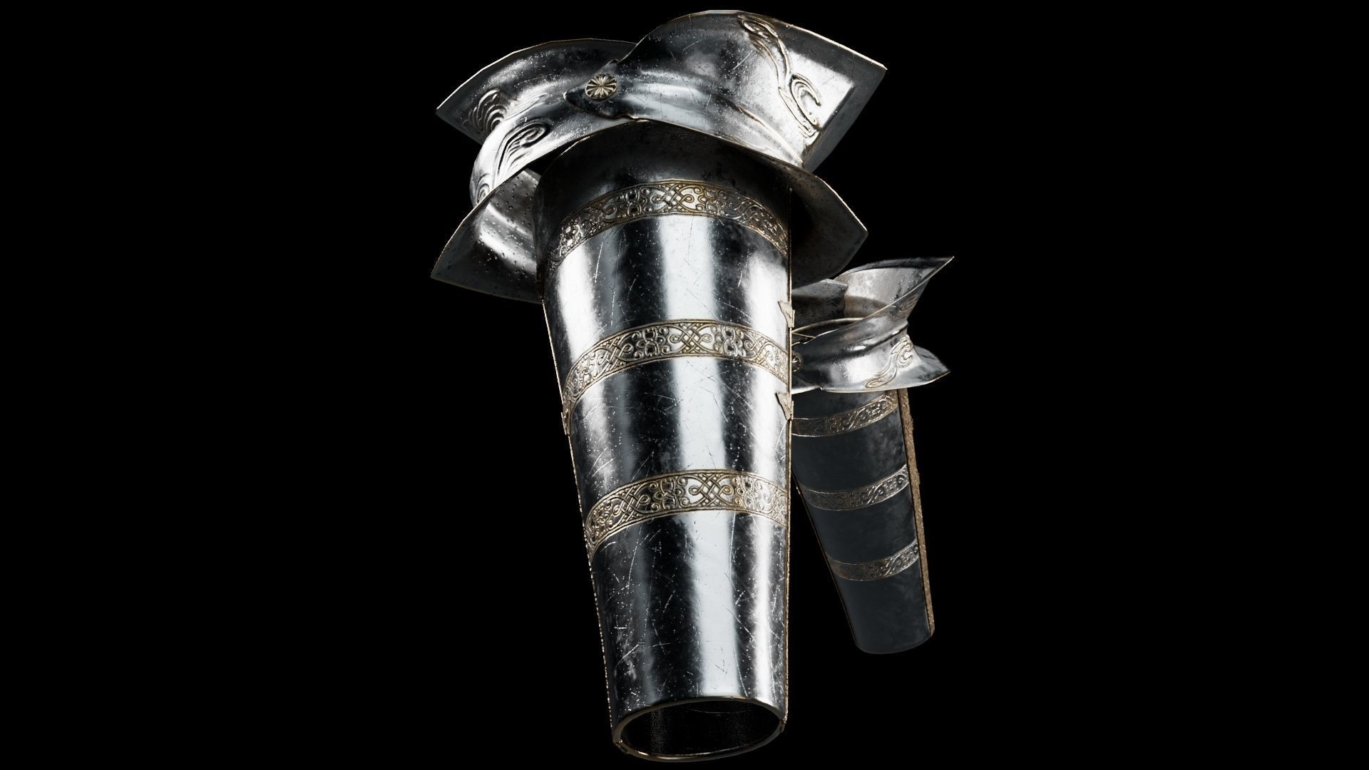 Female Knight Elbow Wrist Armor Set MidPoly 3D model_2