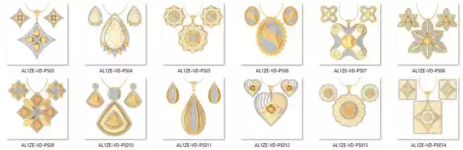  16 set pendants and earing set beutiful 3D print model