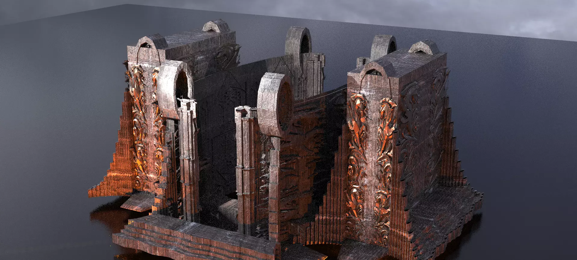 Ancient Underworld Celtic Temple 3D model_0