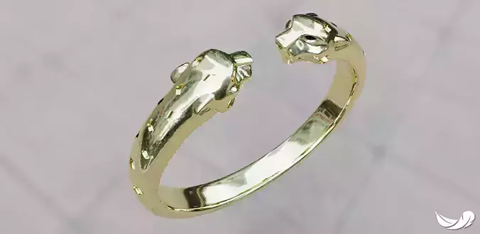 panter gold ring with two heads