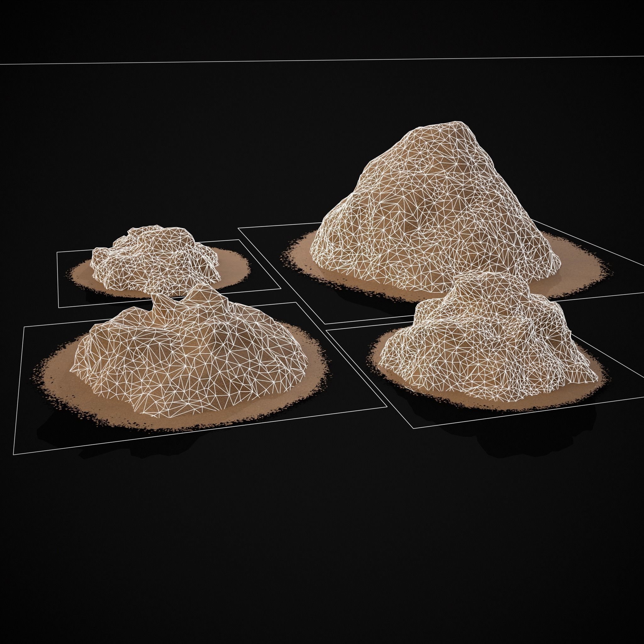 Wheat Grain Piles Low-poly 3D model_12