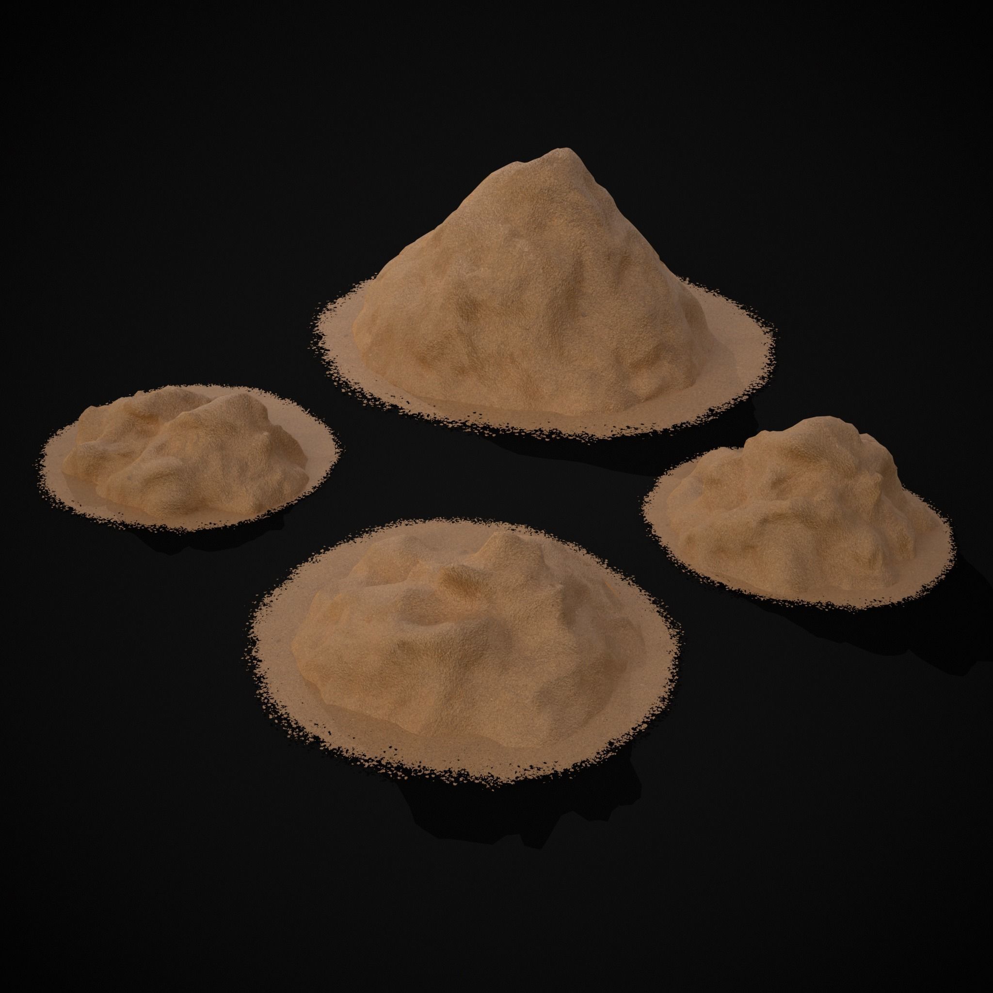 Wheat Grain Piles Low-poly 3D model_29
