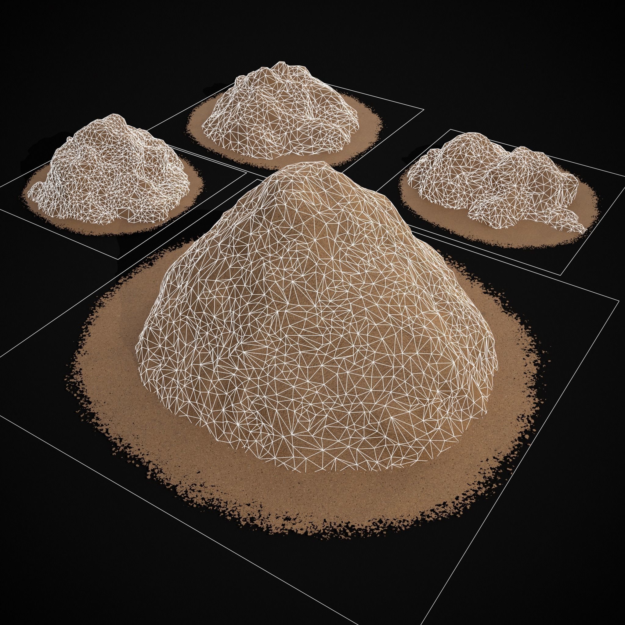 Wheat Grain Piles Low-poly 3D model_4
