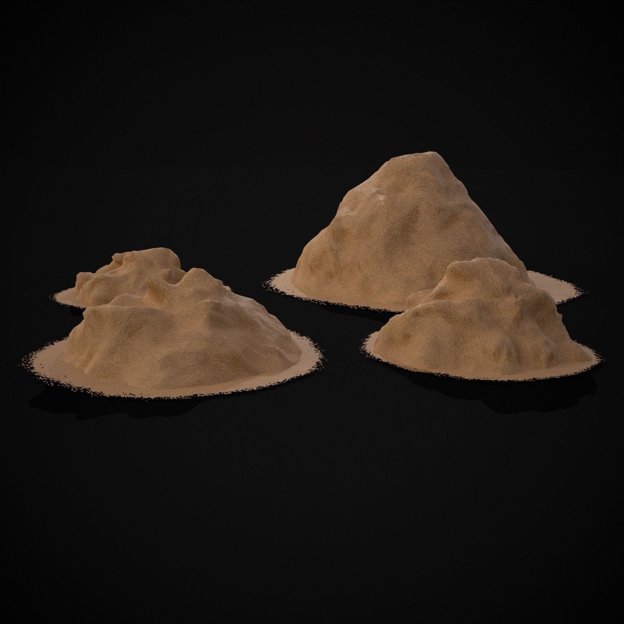 Wheat Grain Piles Low-poly 3D model_31