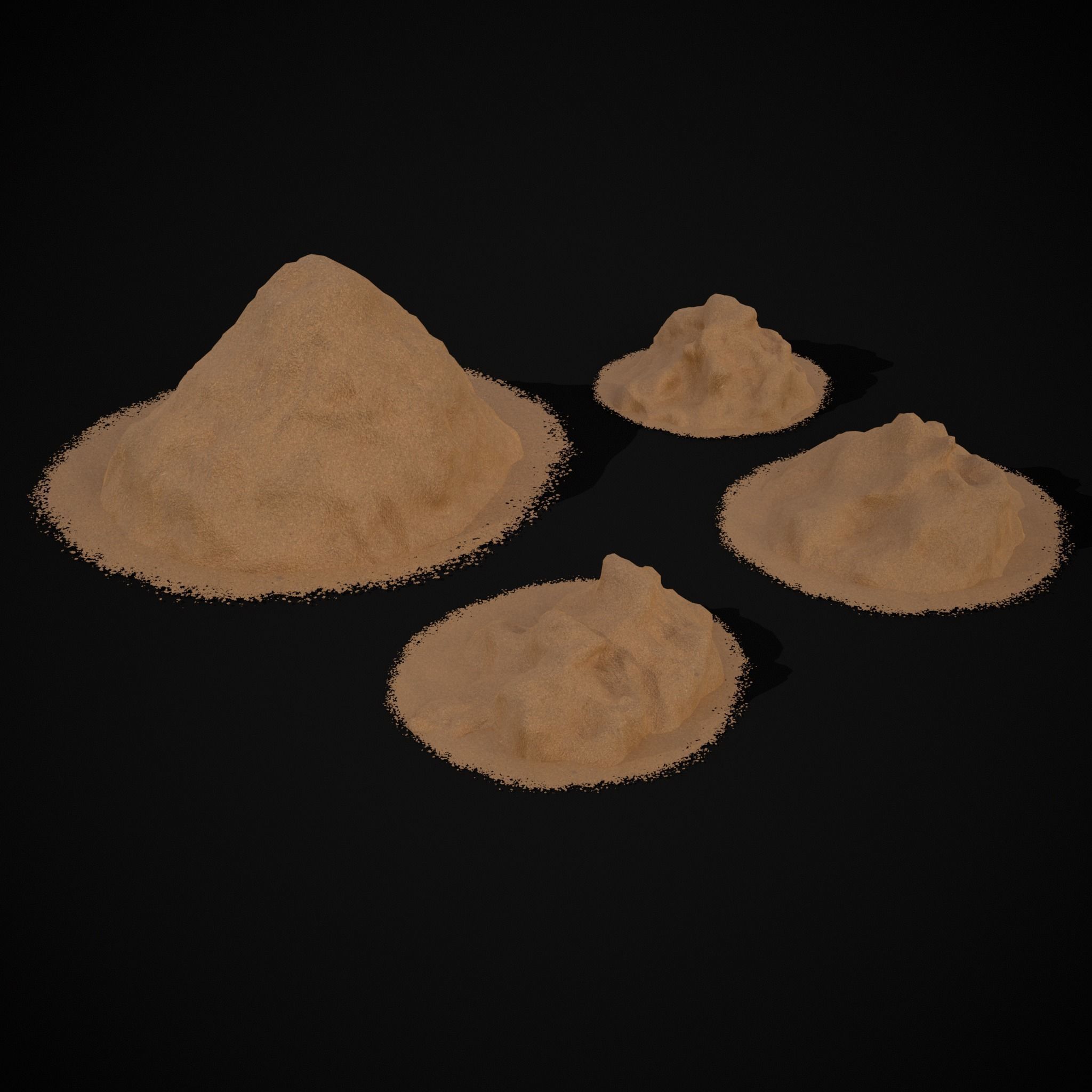 Wheat Grain Piles Low-poly 3D model_5