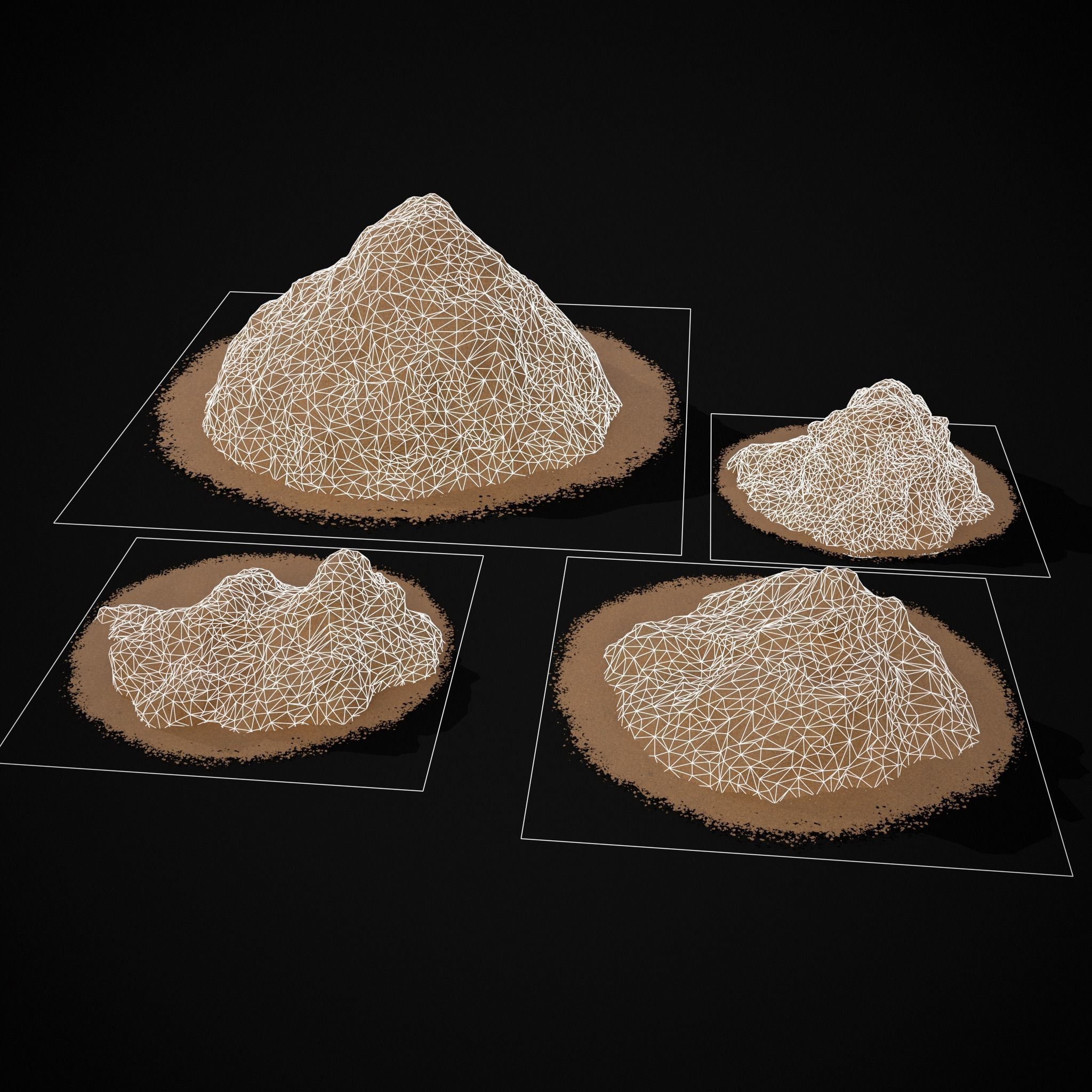 Wheat Grain Piles Low-poly 3D model_10