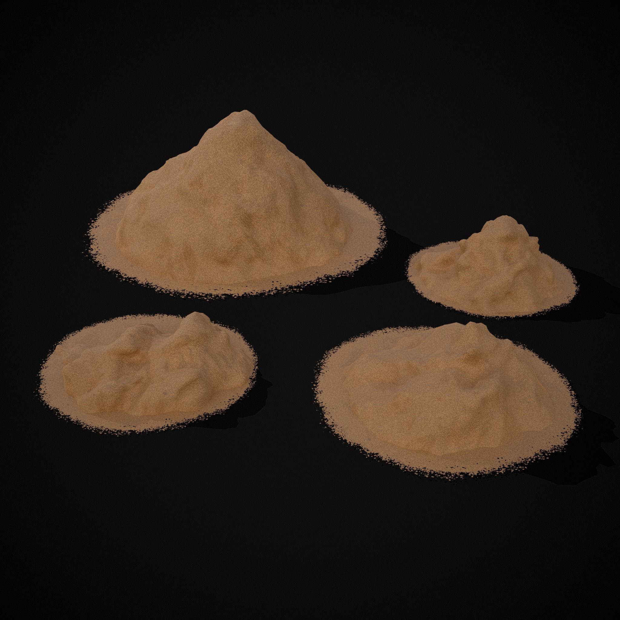 Wheat Grain Piles Low-poly 3D model_9