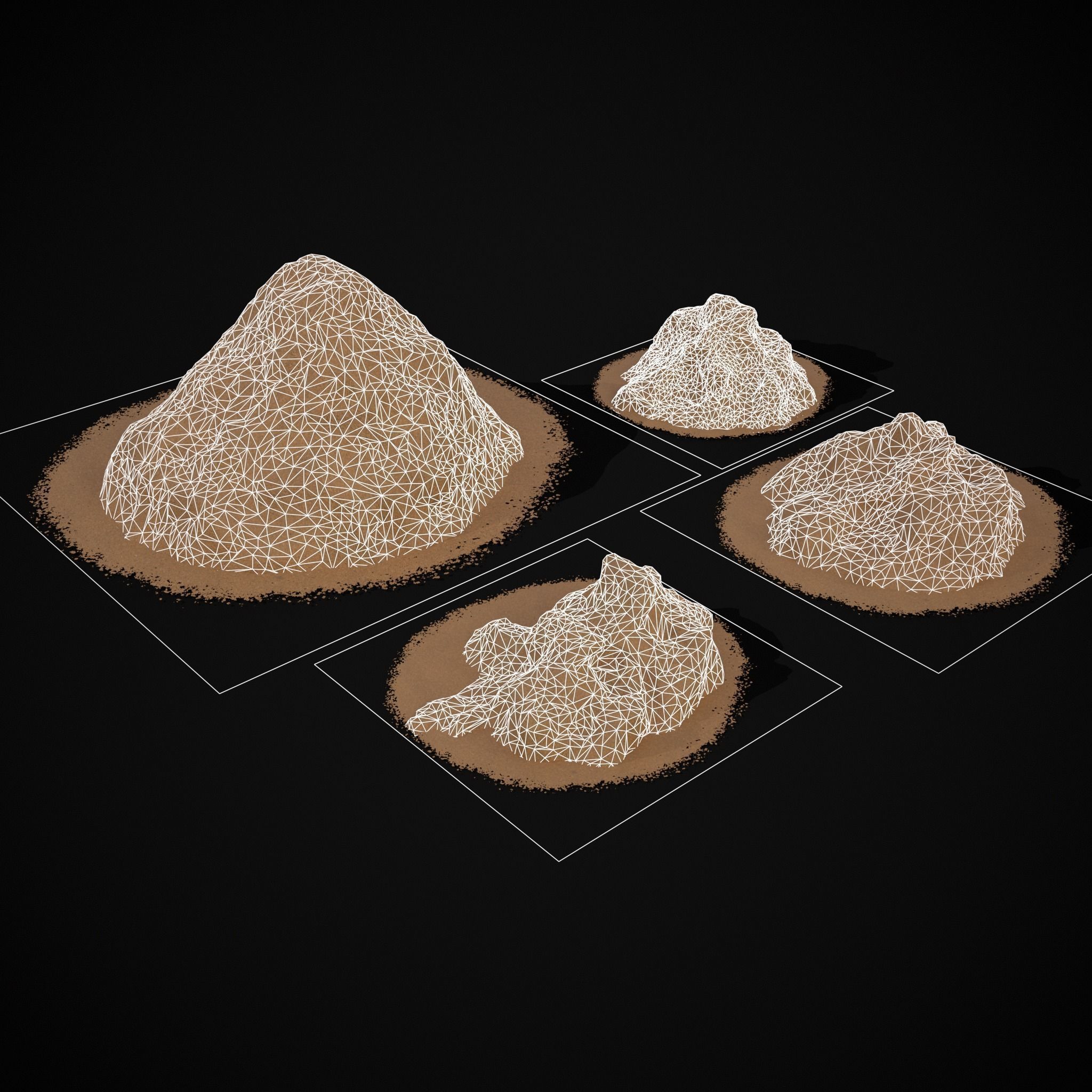 Wheat Grain Piles Low-poly 3D model_6
