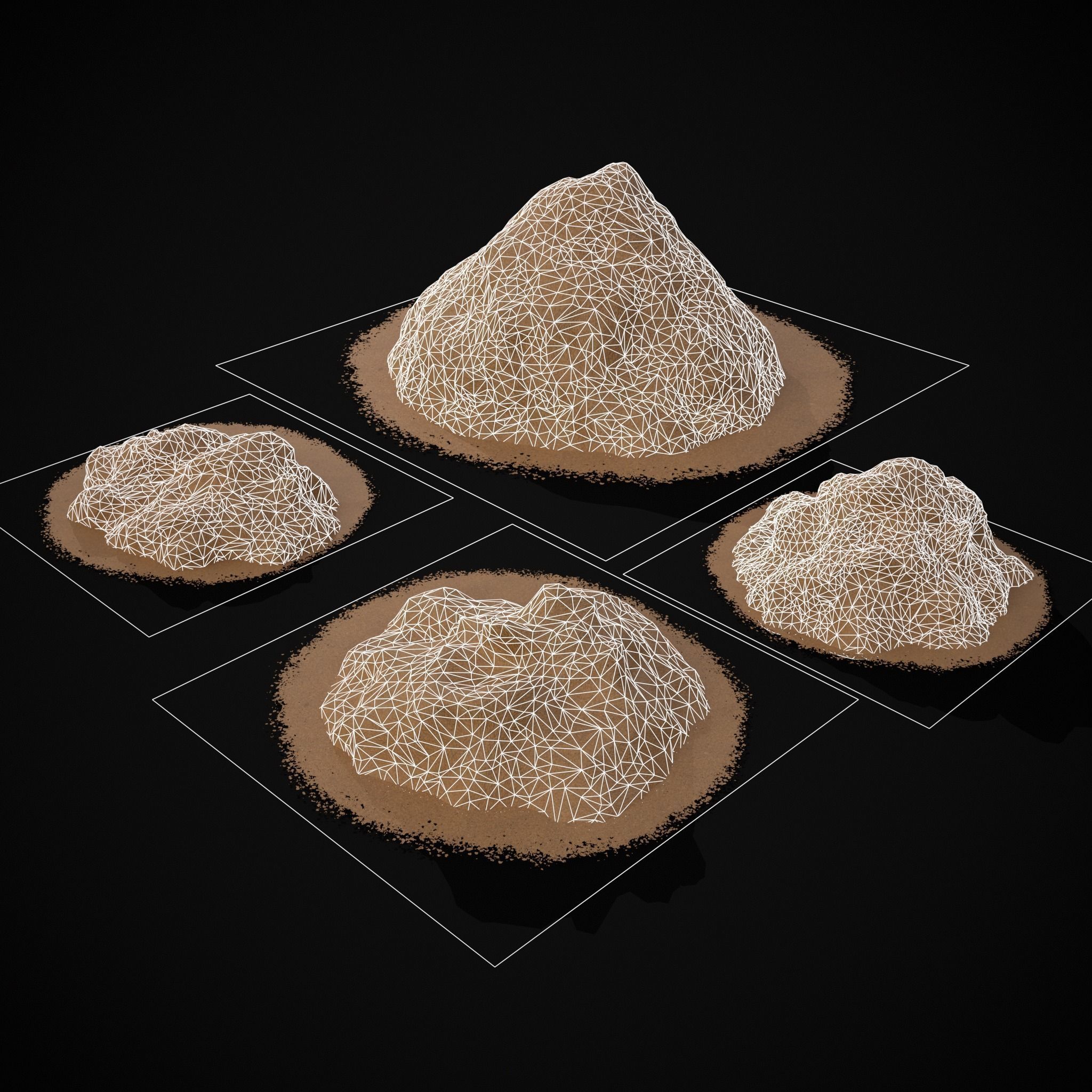 Wheat Grain Piles Low-poly 3D model_30