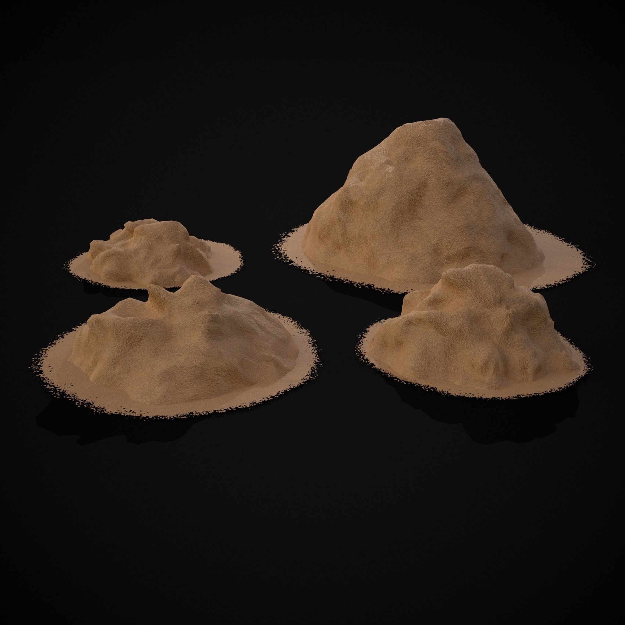 Wheat Grain Piles Low-poly 3D model_11