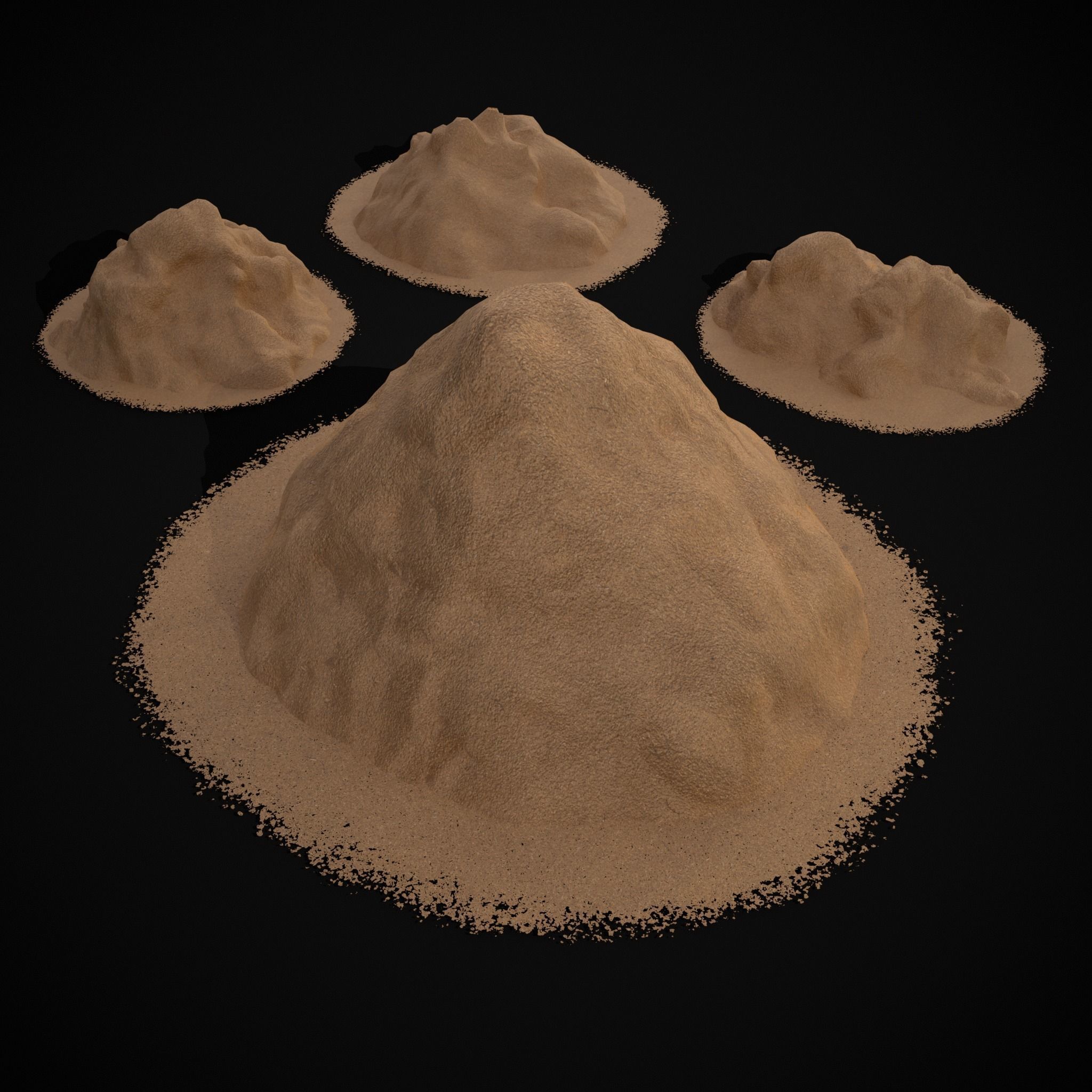 Wheat Grain Piles Low-poly 3D model_3