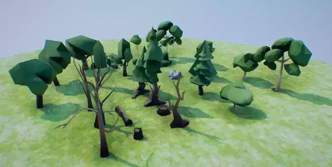 low poly vegetation set 03