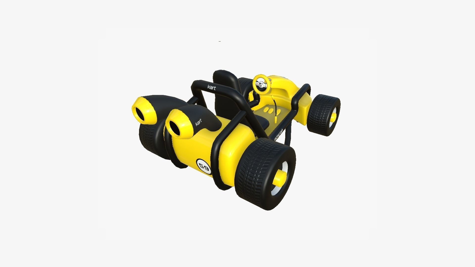 Cartoon Kart G06 Yellow - Vehicle Racing Design Low-poly 3D model_2