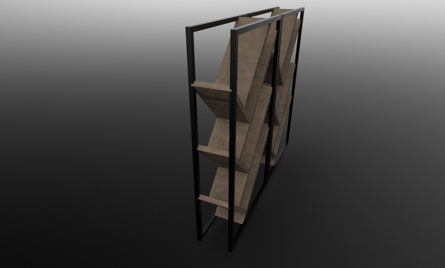 Bookcase 2 wooden made of metal and wood Low-poly 3D model_22