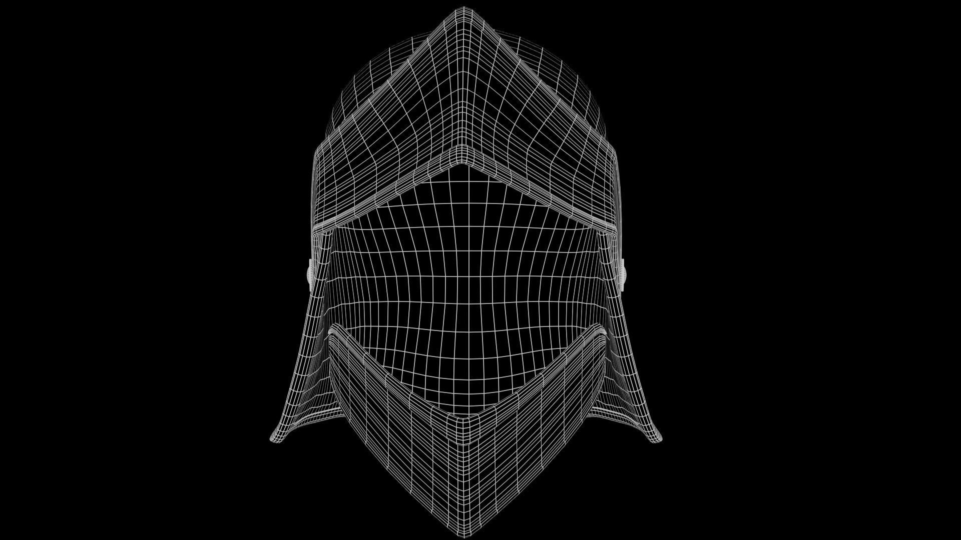 Female Knight Helmet Armor MidPoly 3D model_5