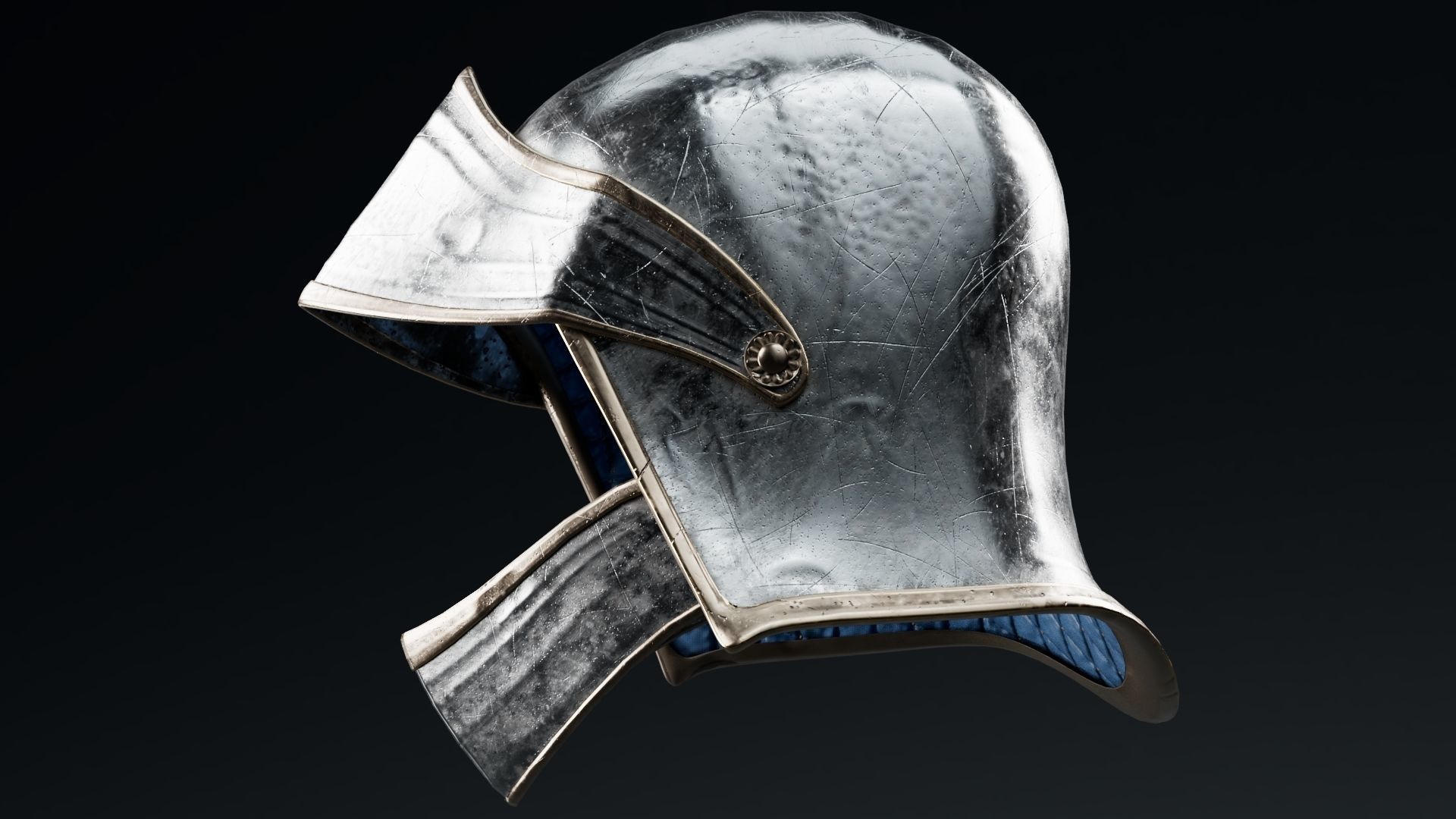 Female Knight Helmet Armor MidPoly 3D model_3
