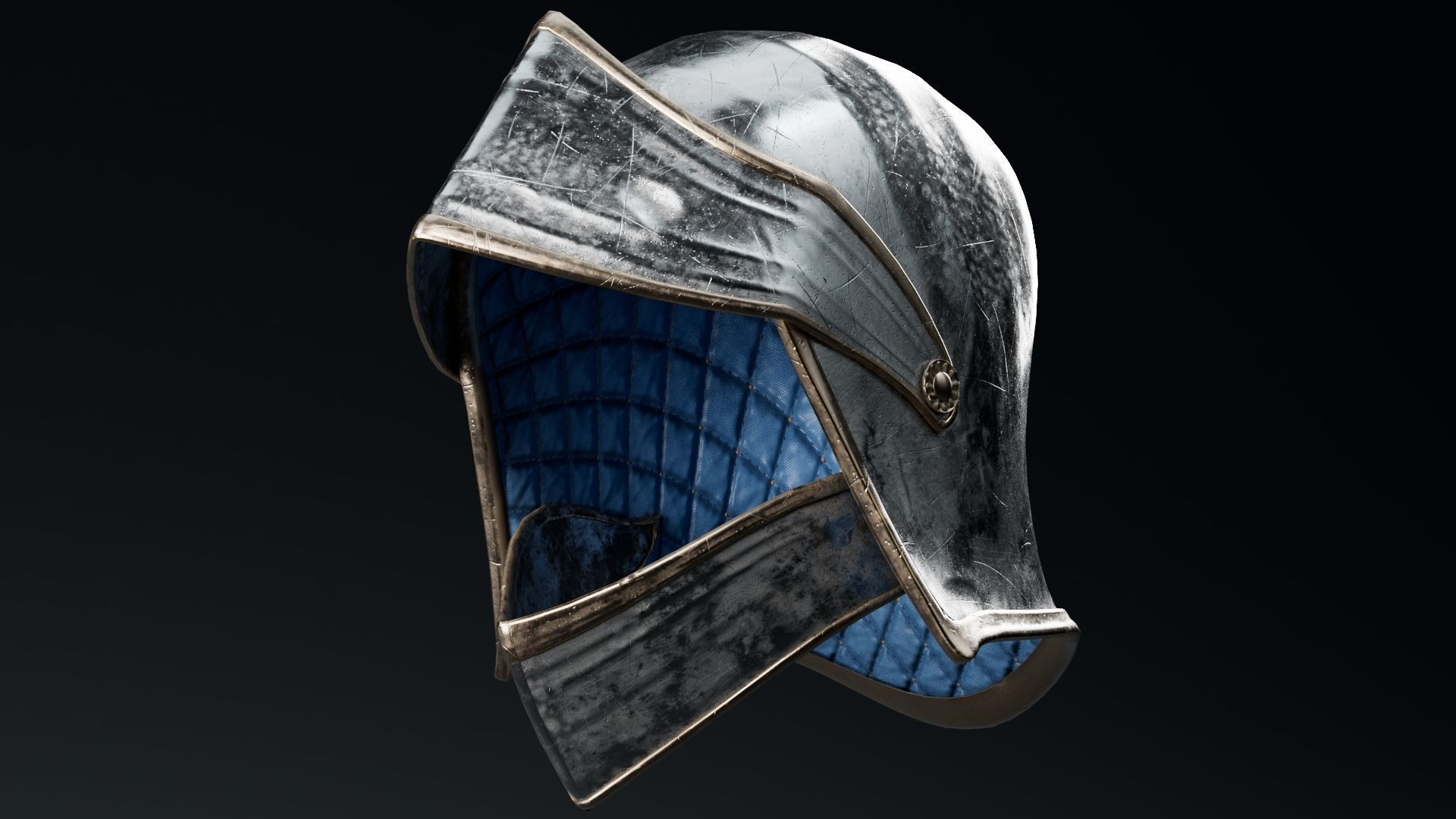Female Knight Helmet Armor MidPoly 3D model_2