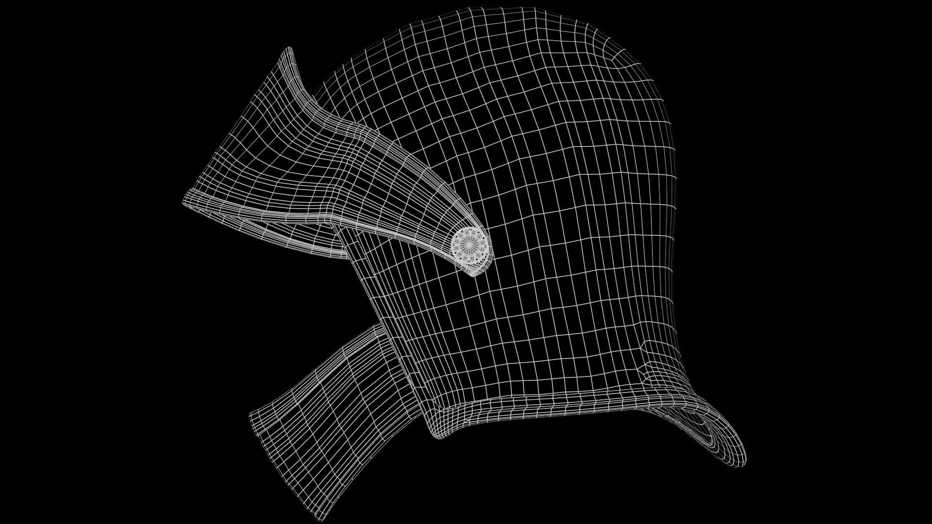 Female Knight Helmet Armor MidPoly 3D model_6