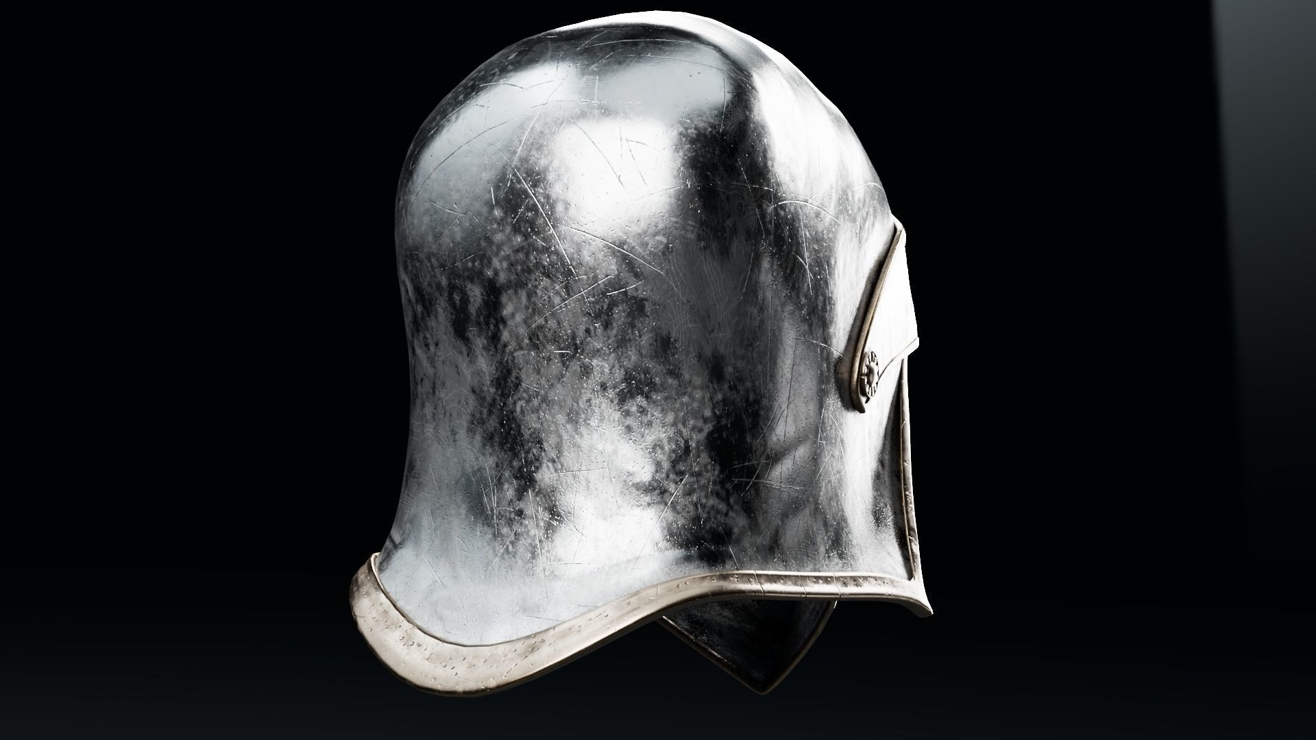 Female Knight Helmet Armor MidPoly 3D model_4