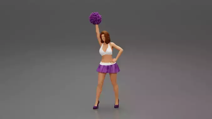 Young girl shaking pom poms