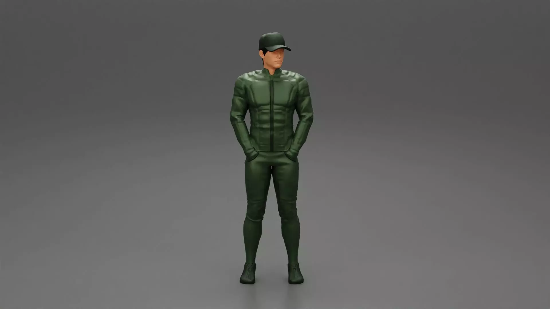 motorbiker standing with his hands in pocket 3D print model