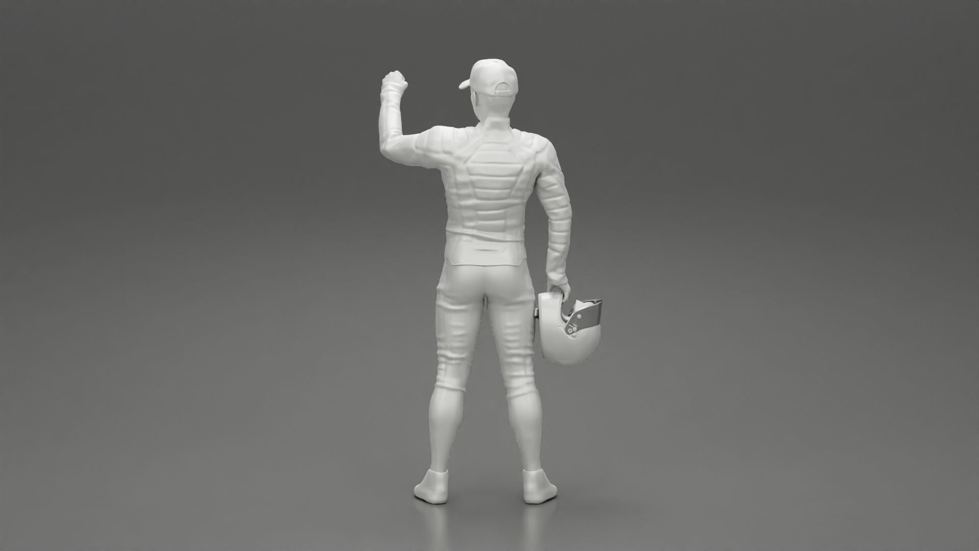 Motorbiker holding his helmet while waving his hand 3D print model_9