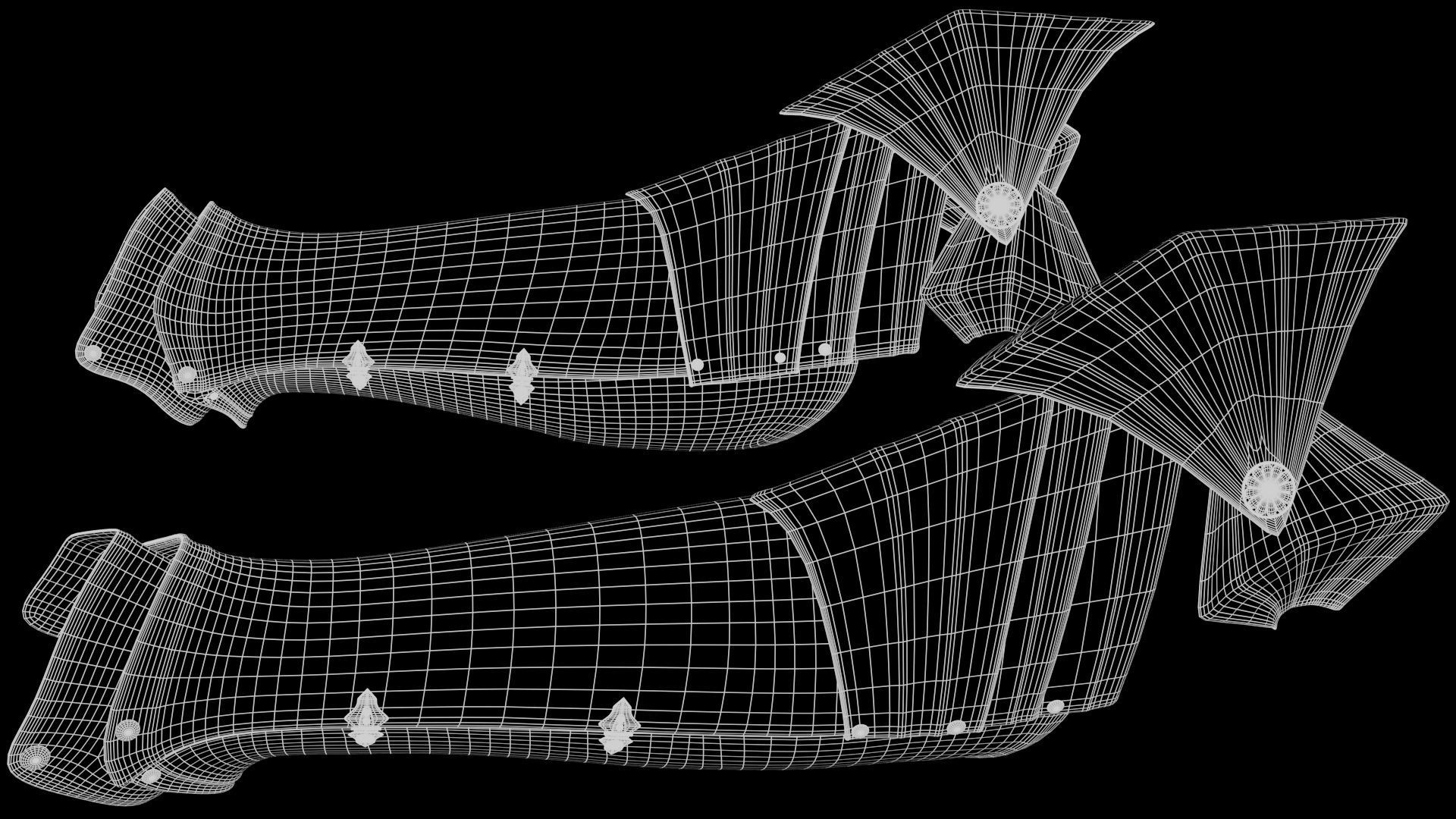  Female Knight Knee Ankle Armor MidPoly 3D model_9