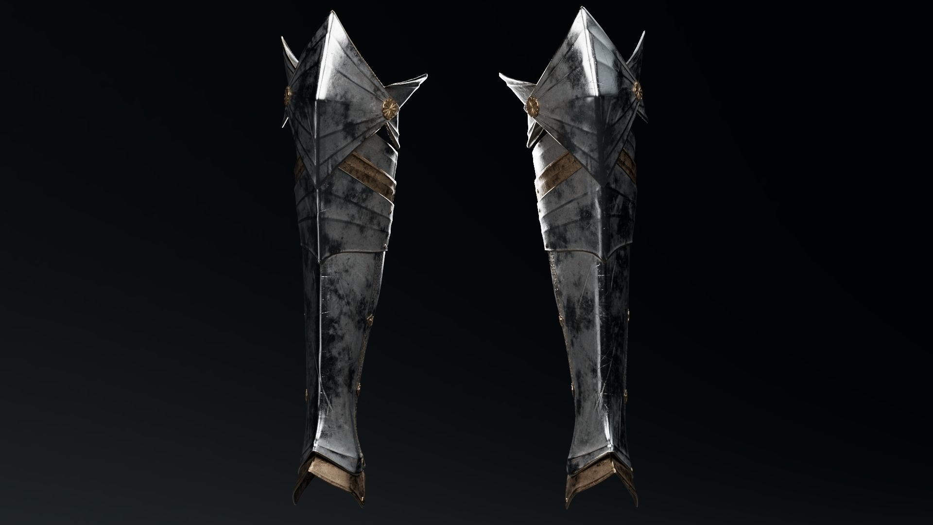  Female Knight Knee Ankle Armor MidPoly 3D model_3