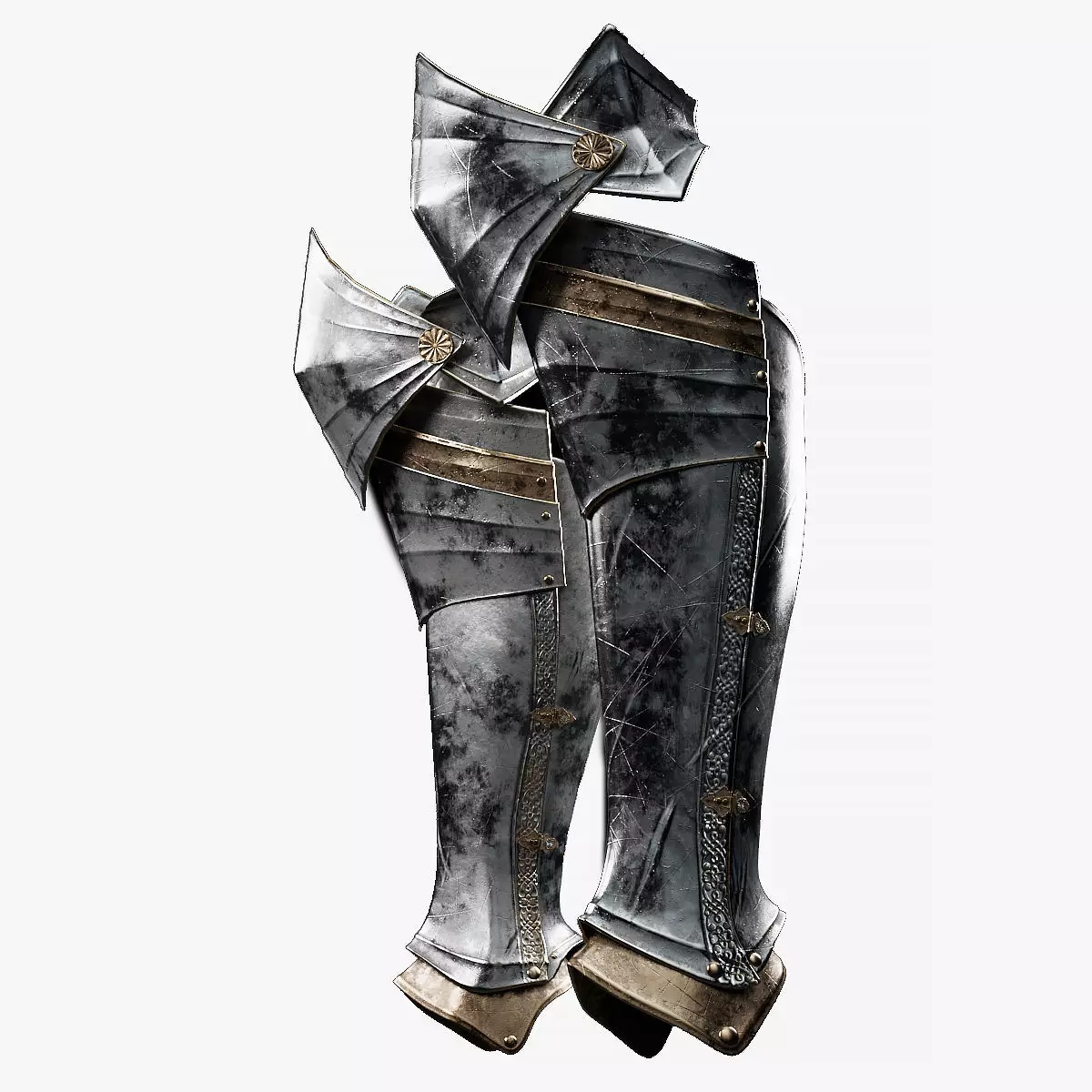  Female Knight Knee Ankle Armor MidPoly 3D model_0