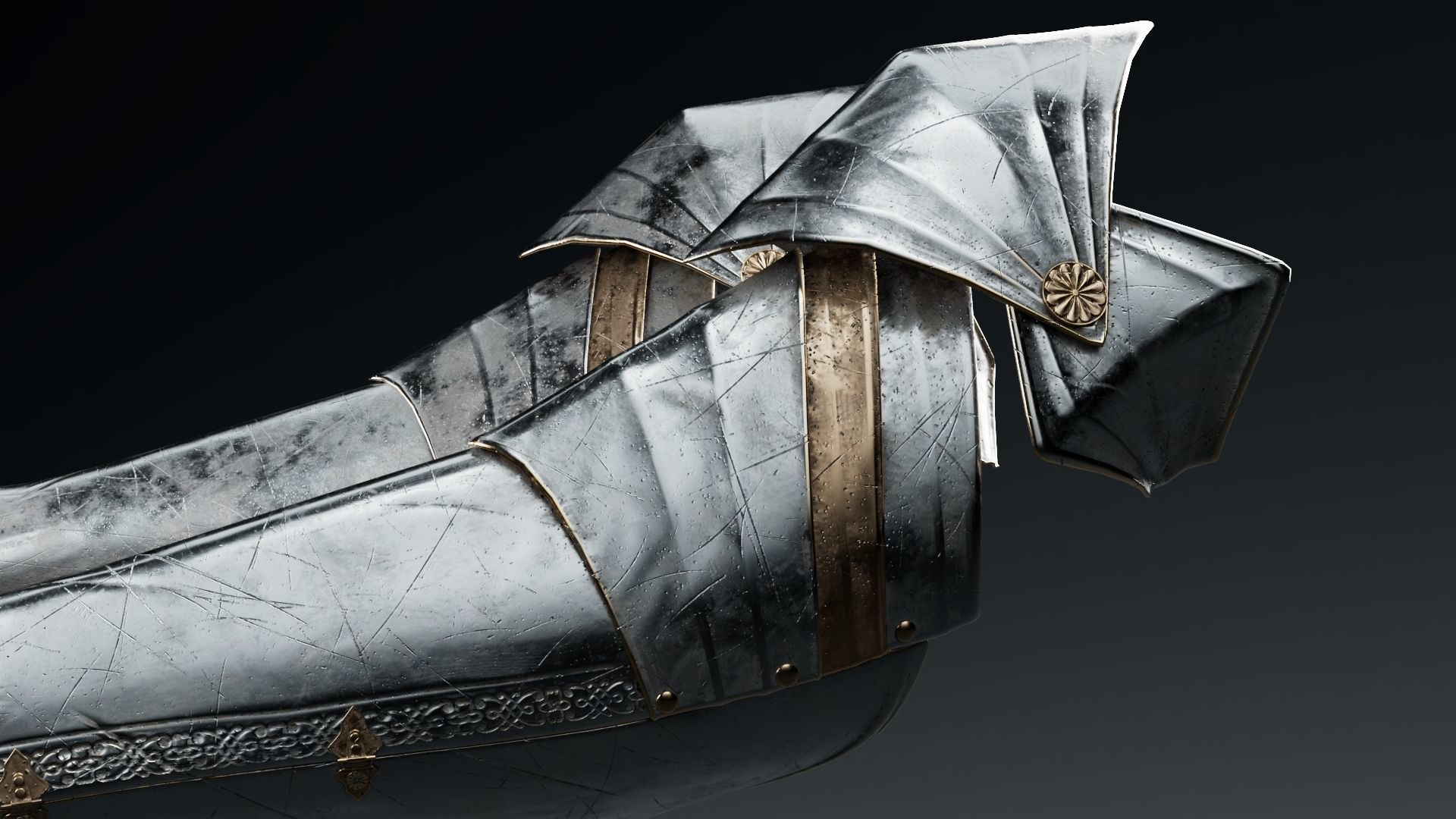  Female Knight Knee Ankle Armor MidPoly 3D model_6