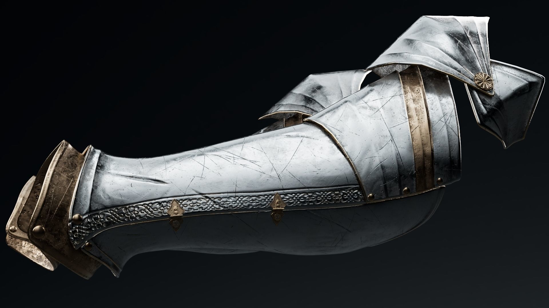  Female Knight Knee Ankle Armor MidPoly 3D model_4