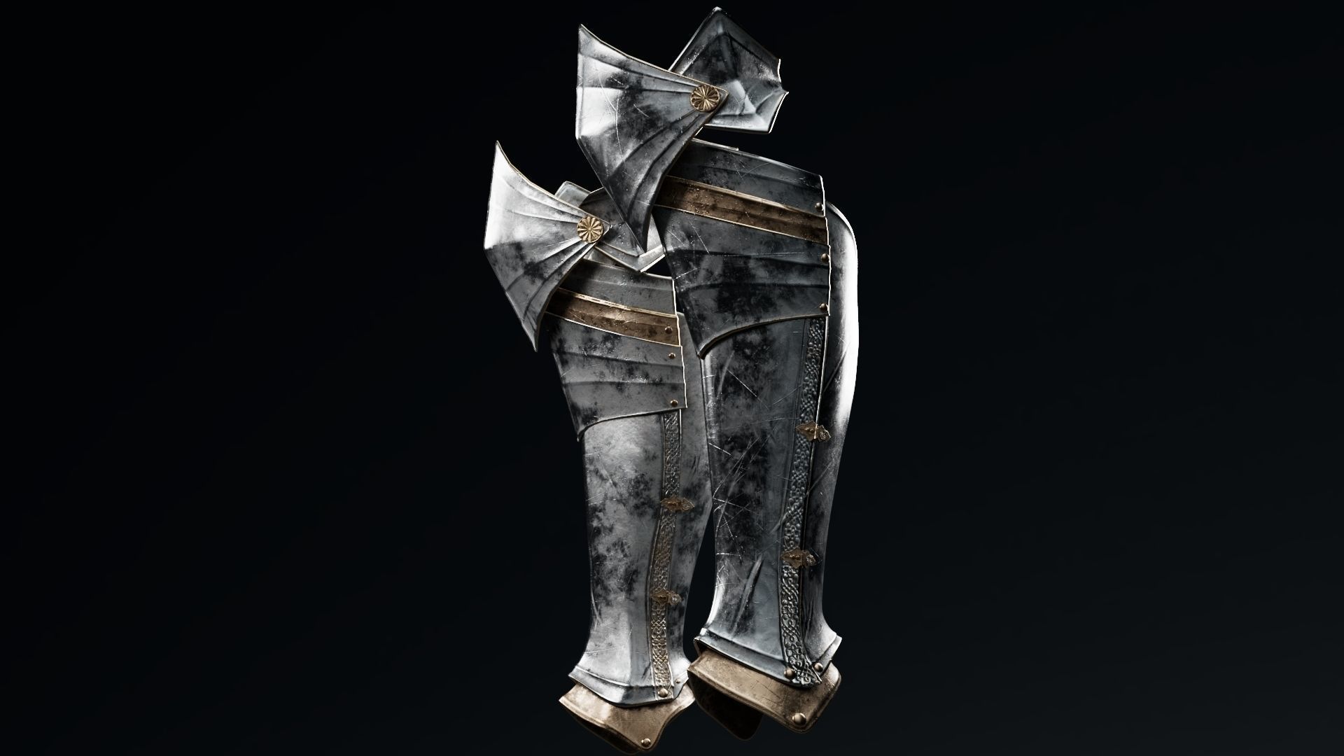 Female Knight Knee Ankle Armor MidPoly 3D model_2