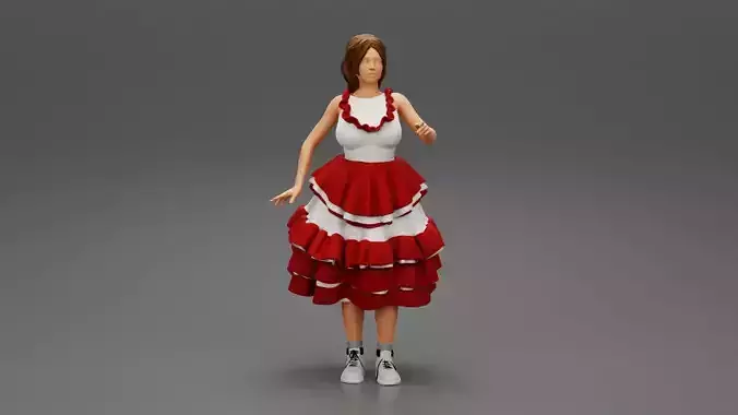 woman standing in frolic dress flamenco