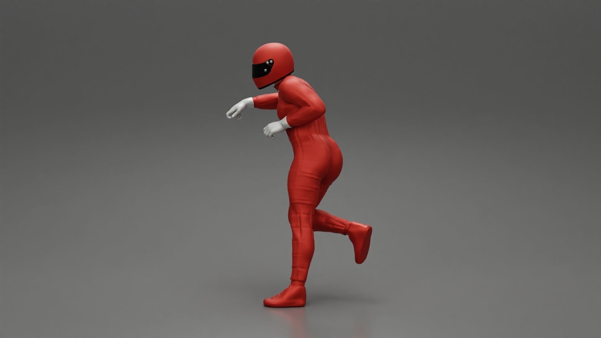 Motorbiker standing pushing his motorbike 3D print model_5