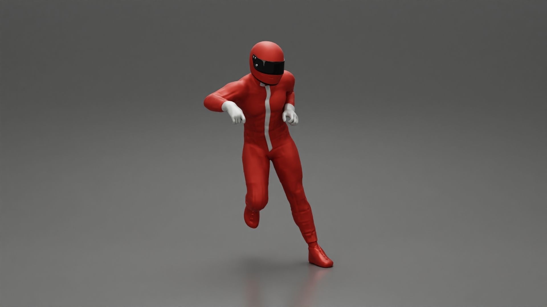 Motorbiker standing pushing his motorbike 3D print model_1