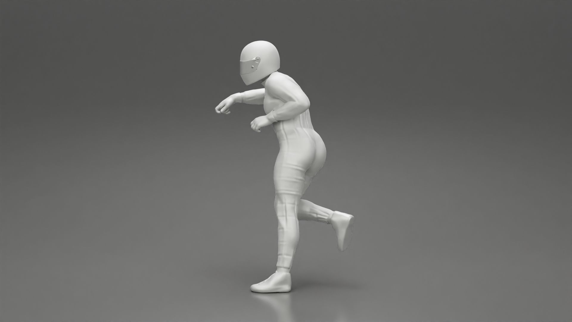 Motorbiker standing pushing his motorbike 3D print model_11