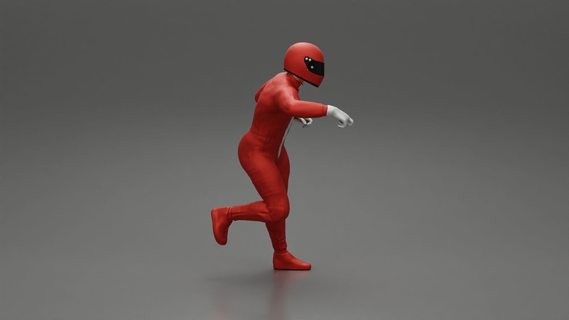 Motorbiker standing pushing his motorbike 3D print model_2