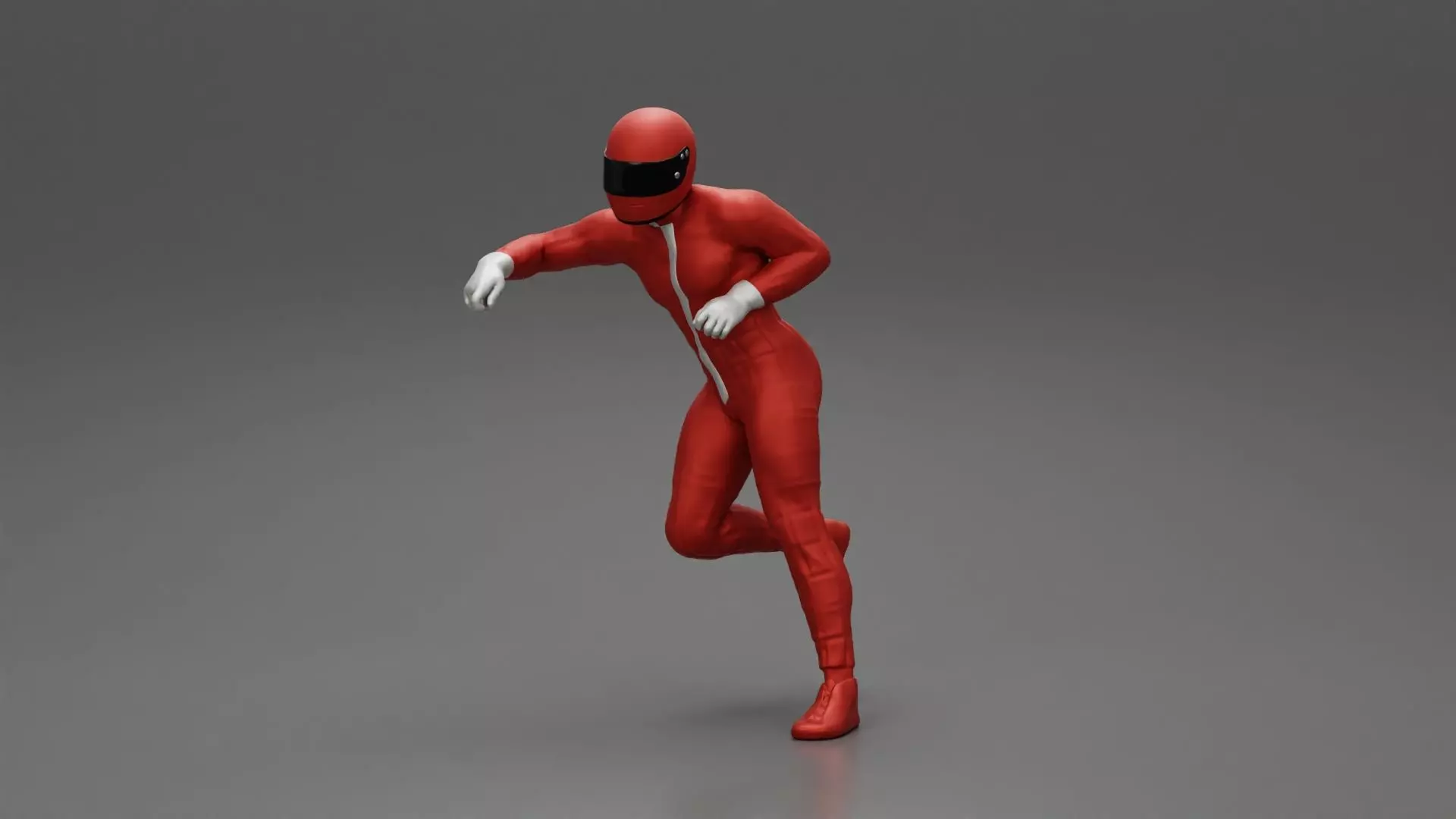 Motorbiker standing pushing his motorbike 3D print model_0