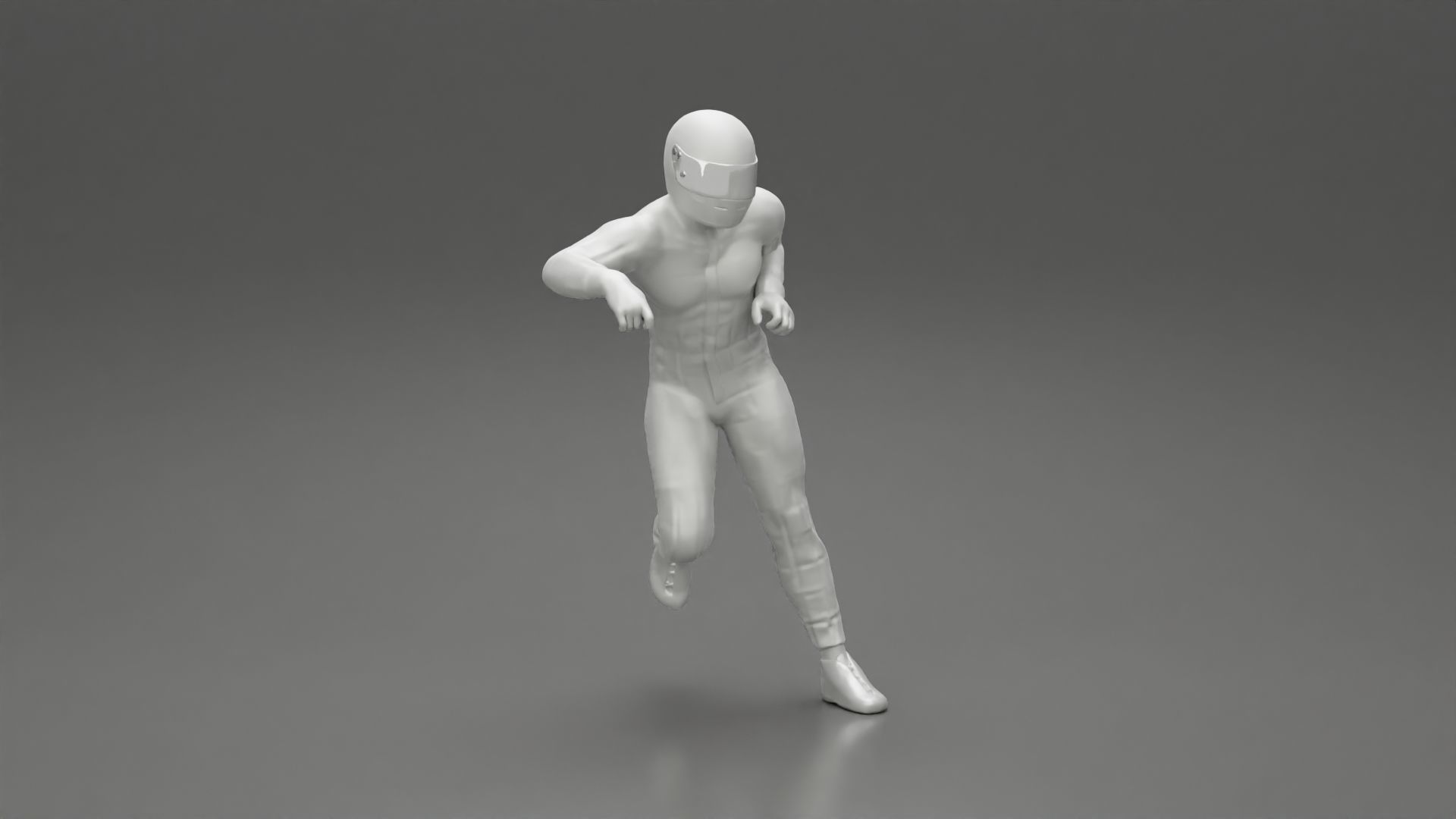 Motorbiker standing pushing his motorbike 3D print model_7