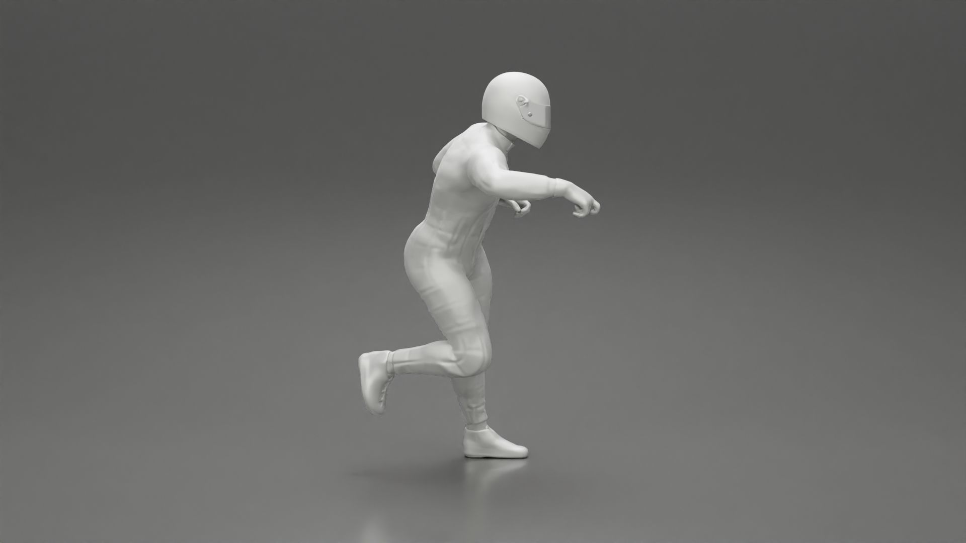 Motorbiker standing pushing his motorbike 3D print model_8