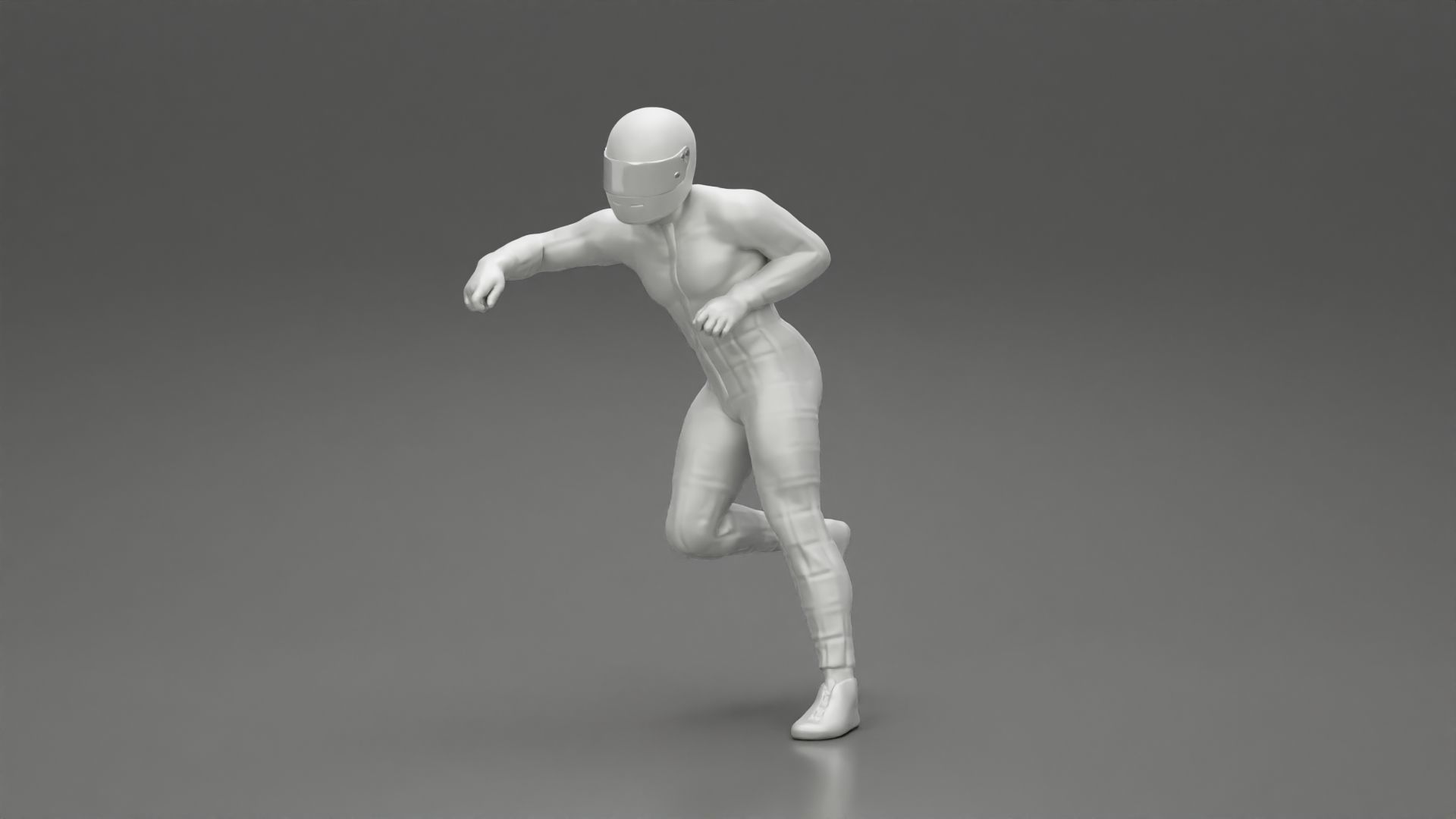 Motorbiker standing pushing his motorbike 3D print model_6