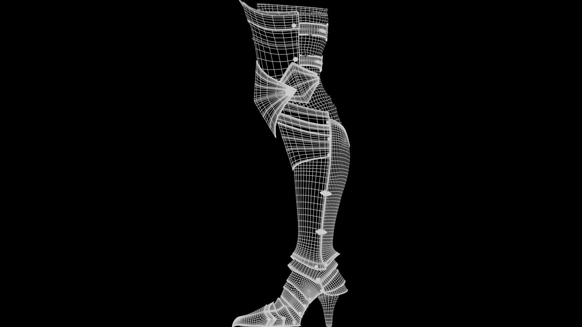 Female Knight Leg Armor Set Armor MidPoly 3D model_9
