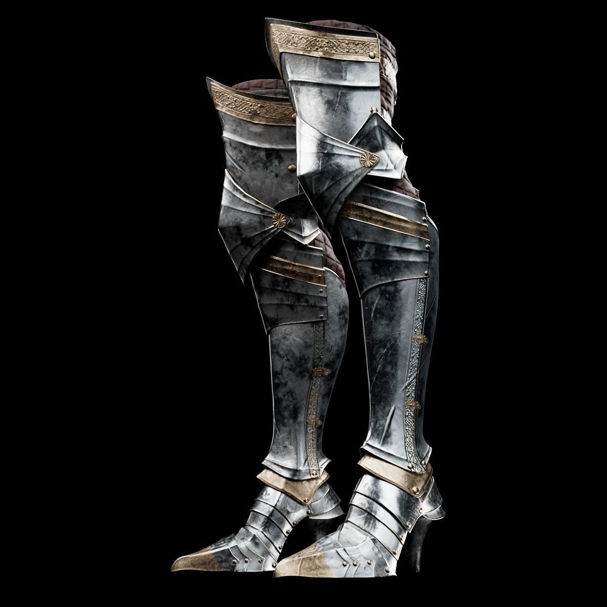 Female Knight Leg Armor Set Armor MidPoly 3D model_2