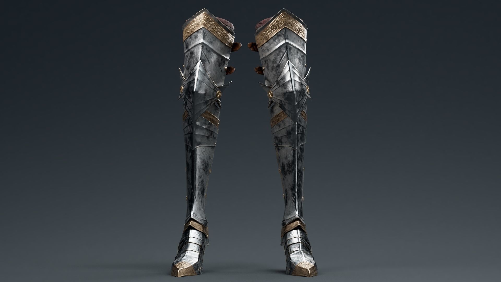 Female Knight Leg Armor Set Armor MidPoly 3D model_5