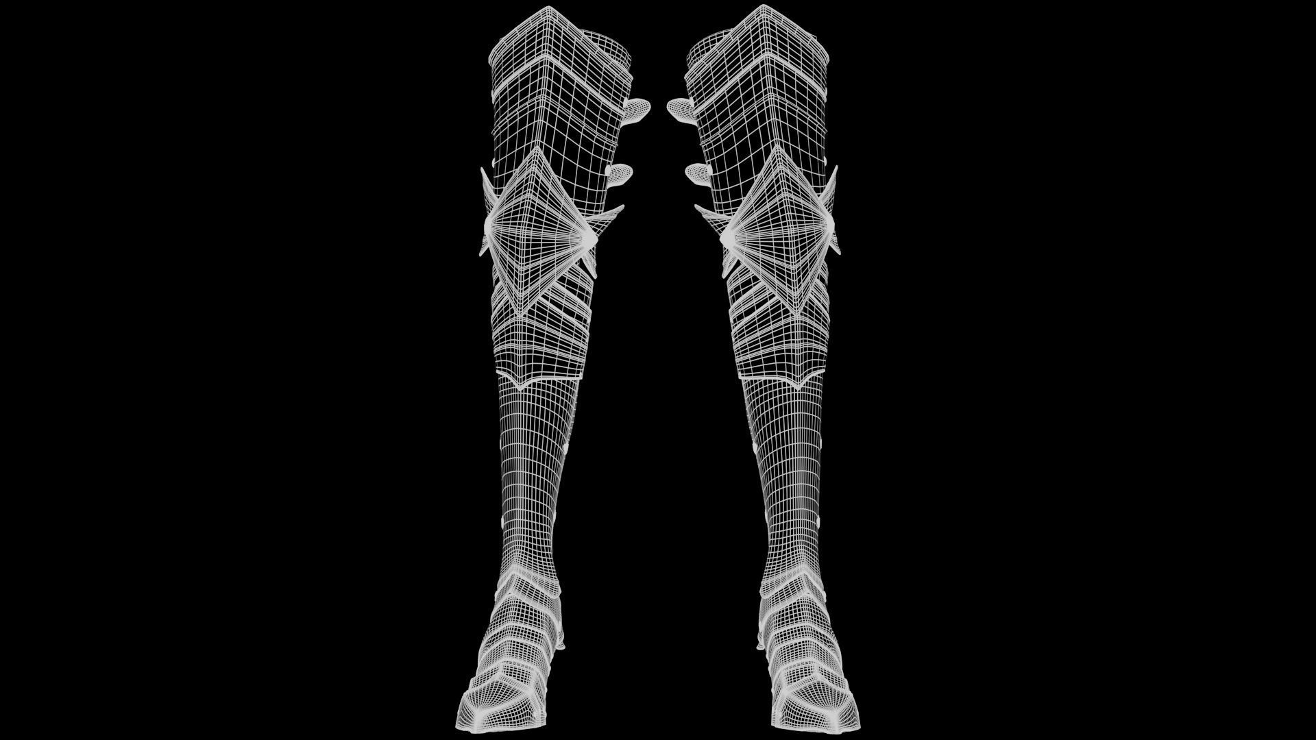 Female Knight Leg Armor Set Armor MidPoly 3D model_8