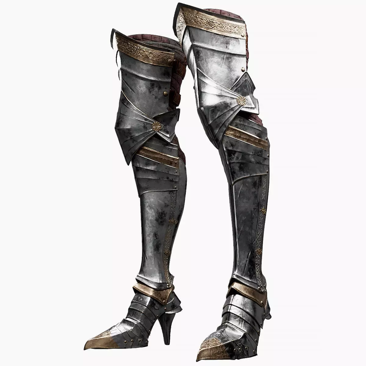 Female Knight Leg Armor Set Armor MidPoly 3D model_0