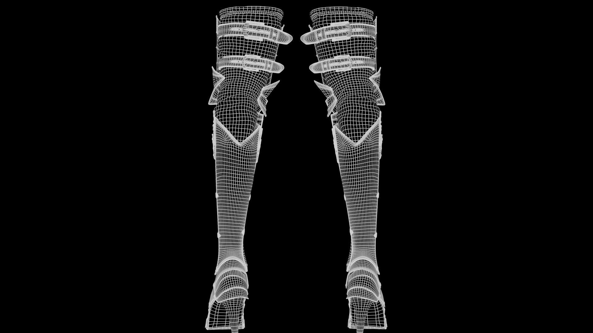 Female Knight Leg Armor Set Armor MidPoly 3D model_10