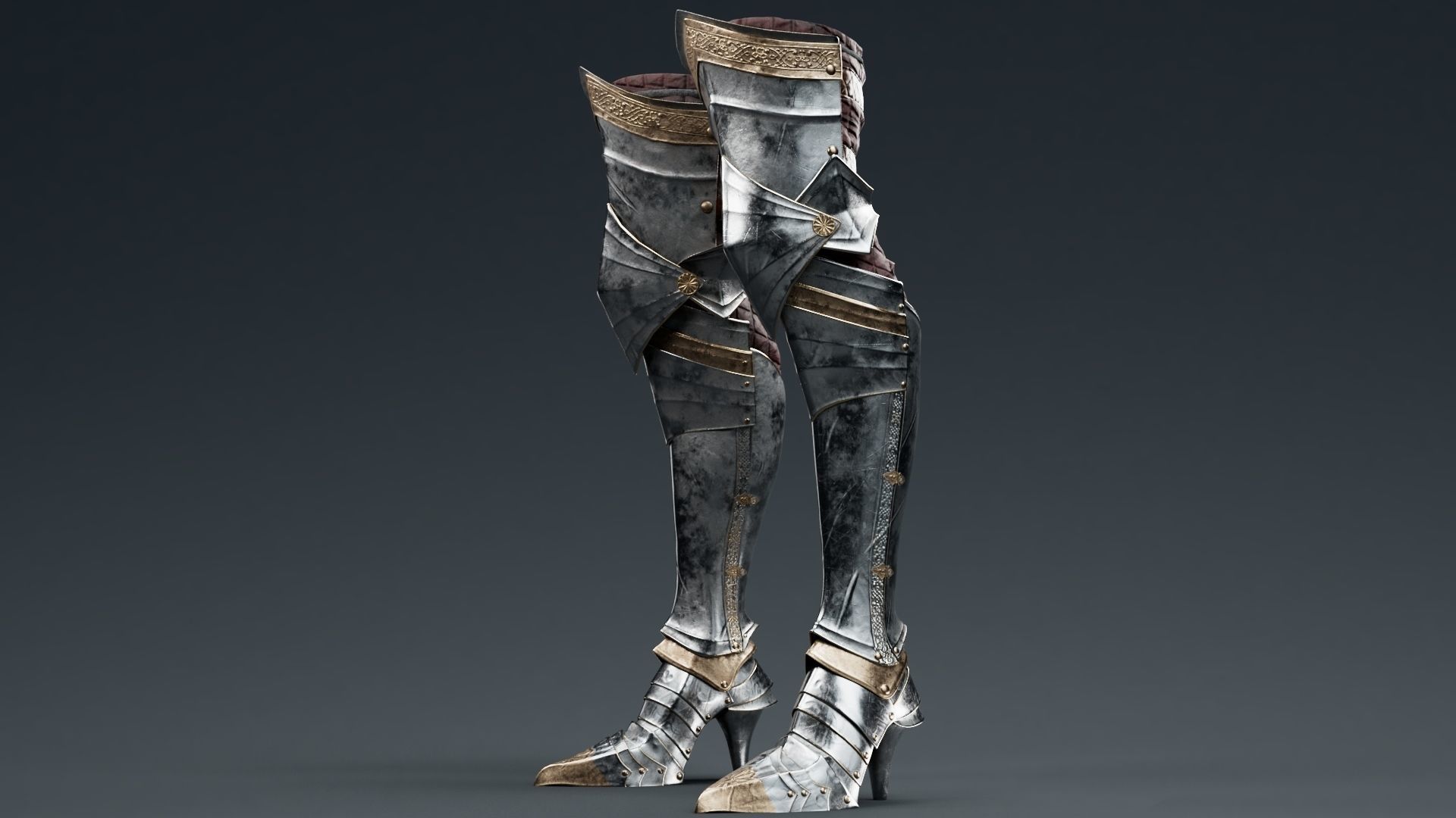 Female Knight Leg Armor Set Armor MidPoly 3D model_3